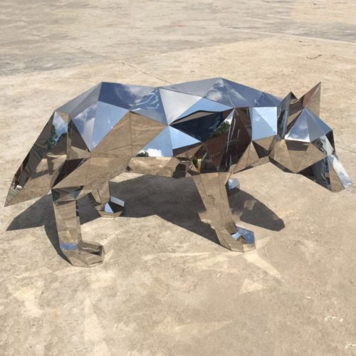 dog statue stainless steel sculpture