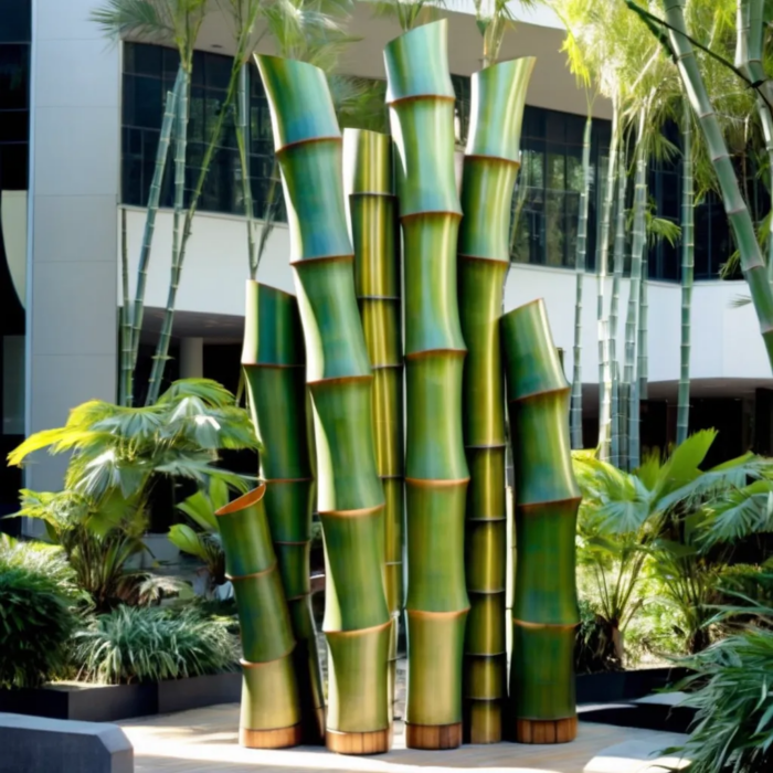 Spray-painted bamboo statue