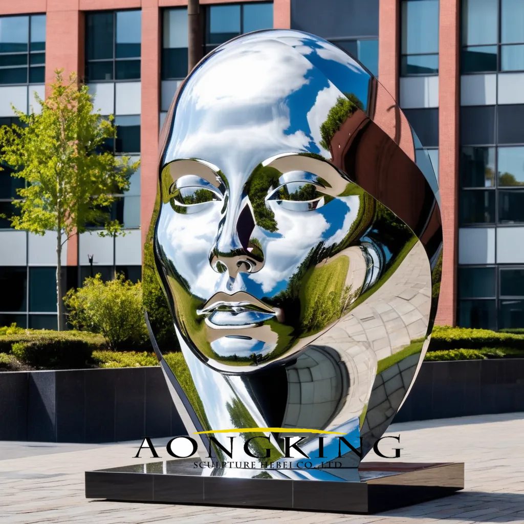 online decoration stainless steel face metal statue
