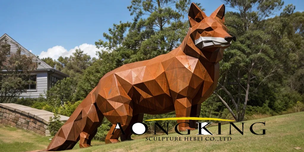 geometric fox statue