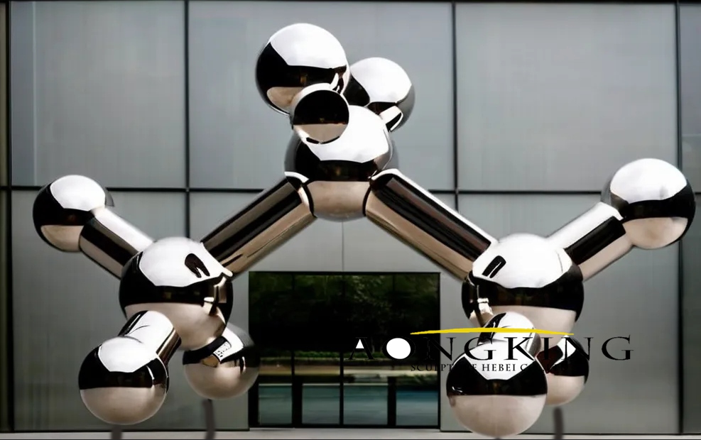 stainless steel molecular structure sculpture