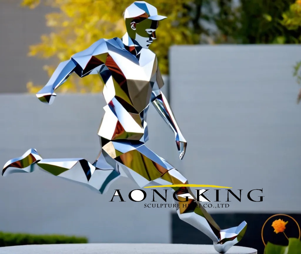 Athlete Statue Geometrical Art A Man Running Fast